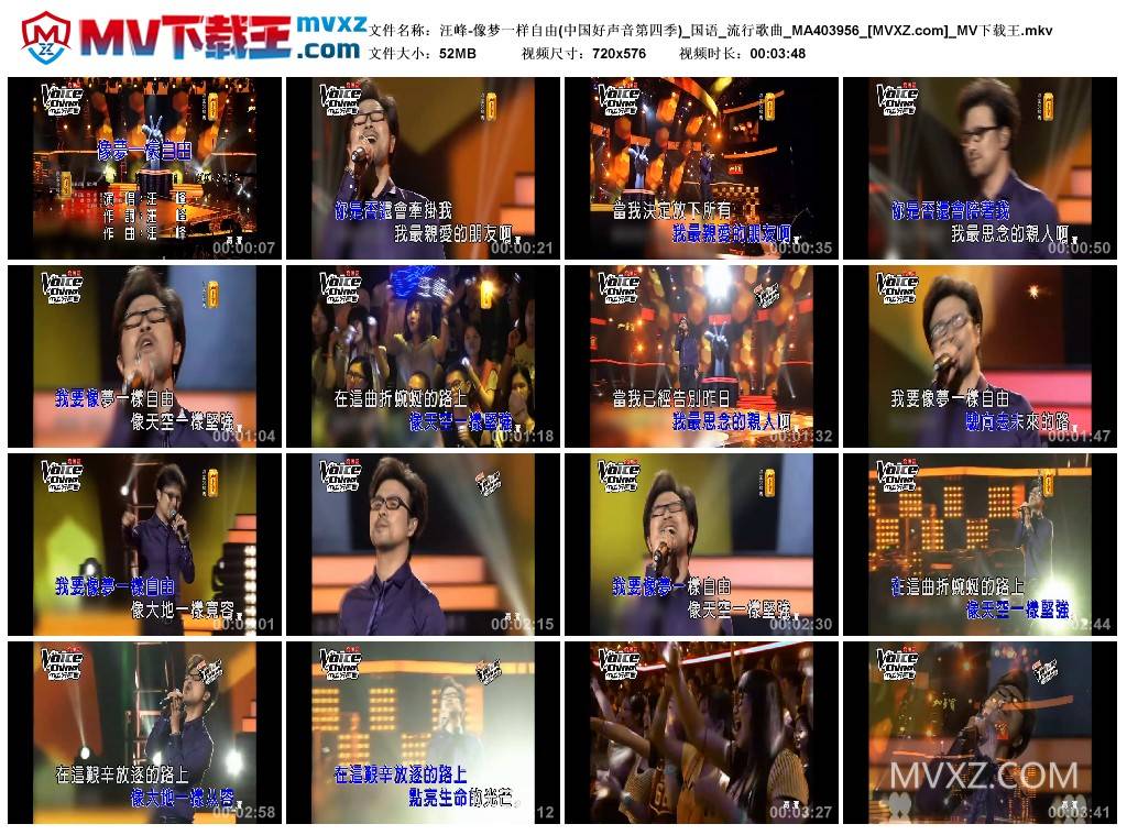 汪峰-像梦一样自由(中国好声音第四季)_国语_流行歌曲_MA403956